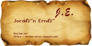 Jordán Ernő névjegykártya